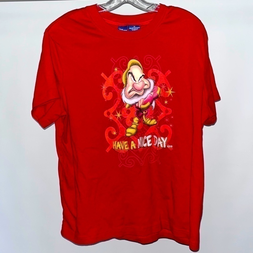 DISNEY T Shirt Grumpy Double Sided Snow White Dwarf Have A Nice Day